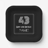 43番目の誕生日—インスパイアアールデコの外観「43」 +名前 ペーパープレート (正面)