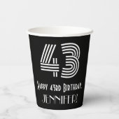 43番目の誕生日—インスパイアアールデコの外観「43」 +名前 紙コップ (裏面)