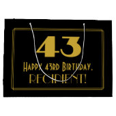 43番目の誕生日:インスパイアアールデコの「43」の外観と名前 ラージペーパーバッグ (裏面)