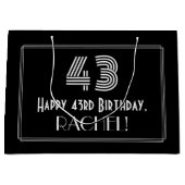 43番目の誕生日:インスパイアアールデコの「43」の外観と名前 ラージペーパーバッグ (正面)