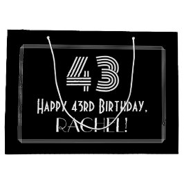 43番目の誕生日:インスパイアアールデコの「43」の外観と名前 ラージペーパーバッグ