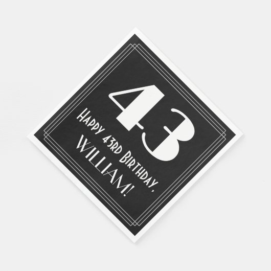 43番目の誕生日~インスパイアアールデコルック"43",名前 スタンダードランチョンナプキン (角)