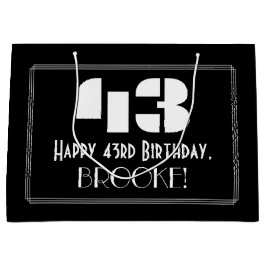 43番目の誕生日～インスパイアアールデコルック"43" +名前 ラージペーパーバッグ
