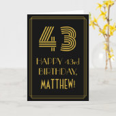 43番目の誕生日:インスパイアアールデコ検索"43" & Name カード (黄色い花)