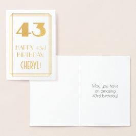 43番目の誕生日:インスパイアアールデコ検索"43" & Name 箔カード
