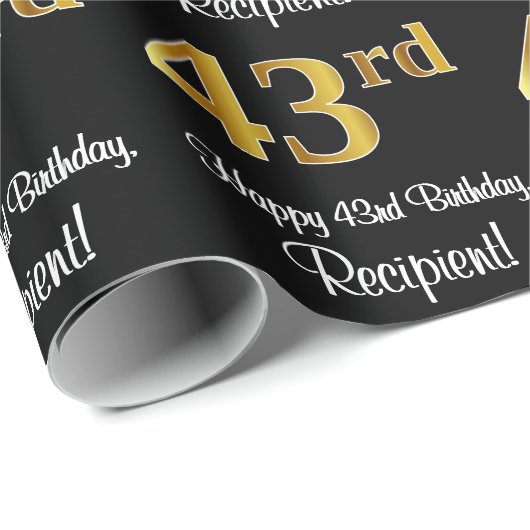 43番目の誕生日:エレガント豪華なフェイク金ゴールドルック# ラッピングペーパー (ロールコーナー)