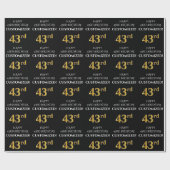 43番目の誕生日: エレガント、黒、フェイク金ゴールド ラッピングペーパー (フラット)