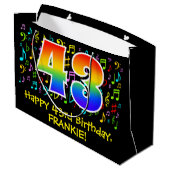 43番目の誕生日-カラフル音楽シンボル， Rainbow 43 ラージペーパーバッグ (裏面アングル)