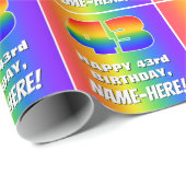 43番目の誕生日: カラフル、おもしろいレインボーパターン# 43 ラッピングペーパー (ロールコーナー)