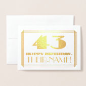 43番目の誕生日、名前+アールデコインスパイアの外観「43」 箔カード (封筒付き正面)