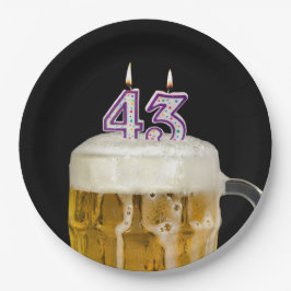43誕生日ビールオンブラック紙プレート ペーパープレート