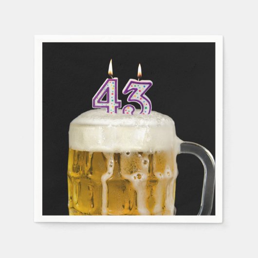 43誕生日ビールオンブラック スタンダードカクテルナプキン (正面)