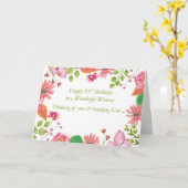 43誕生日ワンダフル女性の水色の花R カード (黄色い花)