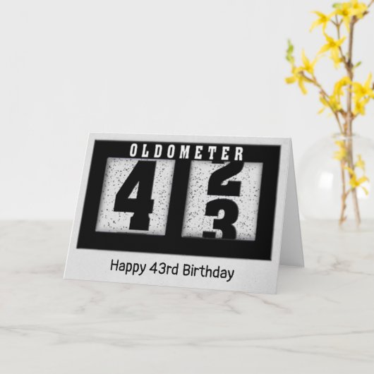 43誕生日用の黒い走行距離 カード (黄色い花)
