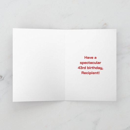 43誕生日:おもしろいレインボー#、名前をカスタムする&写真 カード (内部)