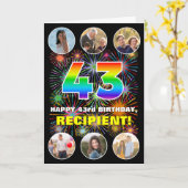 43誕生日:おもしろいレインボー#、名前をカスタムする&写真 カード (黄色い花)