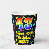 43誕生日:おもしろい星パターンと虹43 紙コップ (正面)