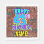 43誕生日～おもしろい、アーバングラフィティインスパイアルック スタンダードランチョンナプキン (正面)