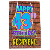 43誕生日:おもしろい、アーバングラフィティインスパイアルック ミディアムペーパーバッグ (正面)