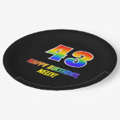 43誕生日:はっきりした,おもしろい,シンプル虹, 43 ペーパープレート (アングル)