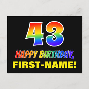 43誕生日:はっきりした,おもしろい,シンプル虹， 43 ポストカード