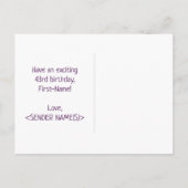 43誕生日:はっきりした,おもしろい,シンプル虹, 43 ポストカード (裏面)