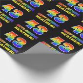 43誕生日:はっきりした,おもしろい,シンプル虹, 43 ラッピングペーパー (角)