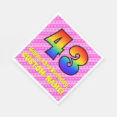 43誕生日:ピンクストライプのハート、レインボー# 43 スタンダードランチョンナプキン (角)
