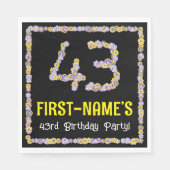 43誕生日:フローラ花数名前をカスタムする スタンダードランチョンナプキン (正面)