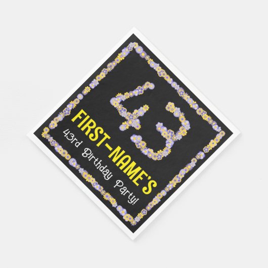 43誕生日:フローラ花数名前をカスタムする スタンダードランチョンナプキン (角)