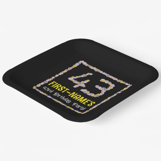 43誕生日:フローラ花数名前をカスタムする ペーパープレート (傾斜あり)