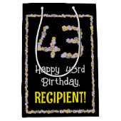 43誕生日:フローラ花数名前をカスタムする ミディアムペーパーバッグ (正面)