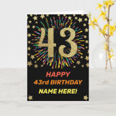 43誕生日Fireworks虹金ゴールドおもしろい カード (黄色い花)