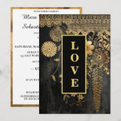 *〜43 QR RSVP AR26 ゴールドレース LOVE 高級ウェディング 招待状 (正面/裏面)
