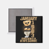 43 Year Old January 1983 Teddy Bear 43rd Birthday  マグネット (正面/裏面)