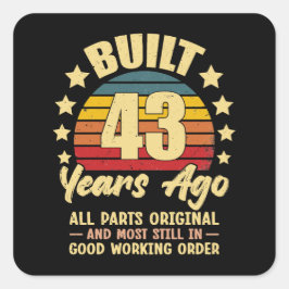 43 Years Ago All Parts Original 43th Birthday スクエアシール