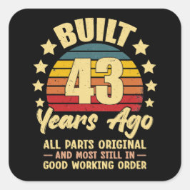 43 Years Ago All Parts Original 43th Birthday スクエアシール