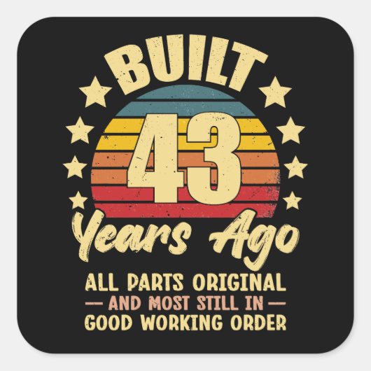43 Years Ago All Parts Original 43th Birthday スクエアシール (正面)