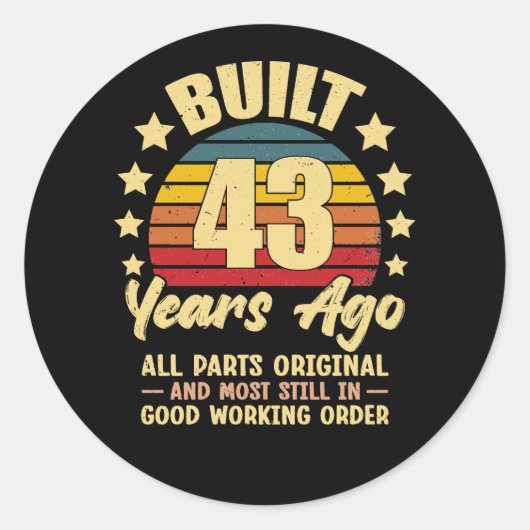 43 Years Ago All Parts Original 43th Birthday ラウンドシール (正面)
