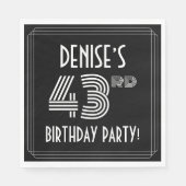 43rd誕生日パーティー:アールデコスタイル+名前をカスタムする スタンダードランチョンナプキン (正面)