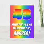 43rd Birthday: Colorful, Fun Rainbow Pattern # 43 カード (正面)