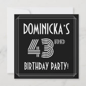43rd Birthday Party:アールデコスタイル(名前をカスタムする付き) 招待状 (正面)