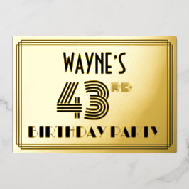 43rd Birthday Party —アールデコスタイル「43」 & Name 箔招待状