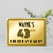 43rd Birthday Party —アールデコスタイル「43」 & Name 箔招待状 (立ち正面)