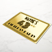 43rd Birthday Party —アールデコスタイル「43」 & Name 箔招待状 (回転した状態)