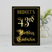 43rd Birthday Party – スクリプファンシートと名前をカスタムする 箔招待状 (立ち正面)
