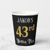 43rd Birthday Party – スクリプファンシート、フェイク金ゴールド・ルック 紙コップ (裏面)