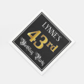 43rd Birthday Party — Fancy Script, Faux Gold Look スタンダードランチョンナプキン (角)
