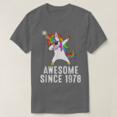 43rd birthday, unicorn dab, Awesome since 1978  Tシャツ (デザイン正面)