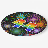 44イベント-おもしろいカラフル、はっきりした、虹44 ペーパープレート (アングル)